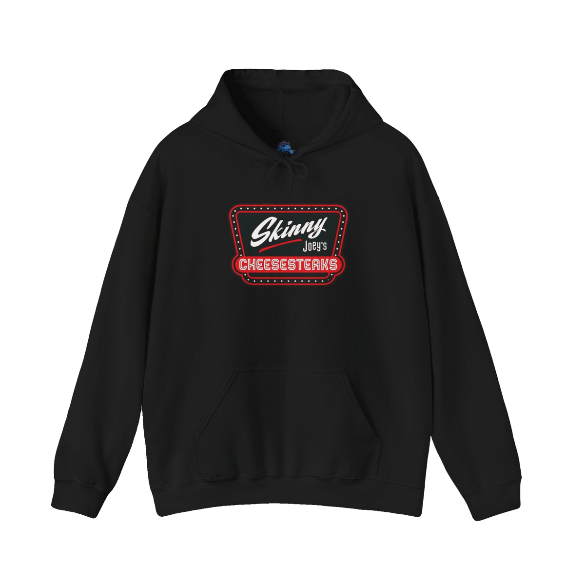 Skinny Joey's Cheesesteaks logo hoodie in black, South Philly streetwear