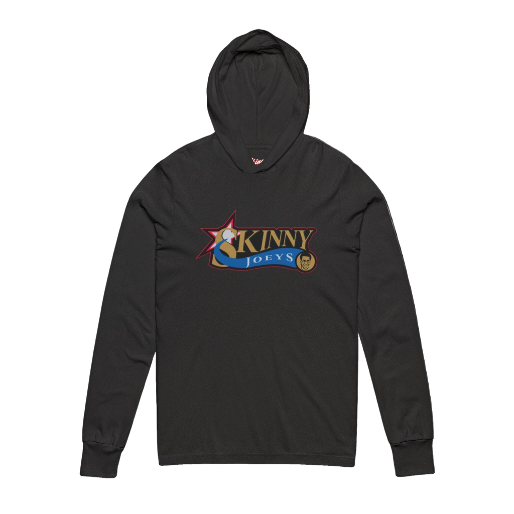 Sixers hooded long sleeve tee in charcoal black tri blend, Philly culture apparel