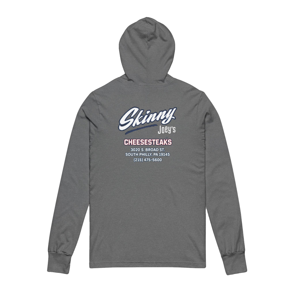 Sixers hooded long sleeve tee, Skinny Joey's Cheesesteaks apparel