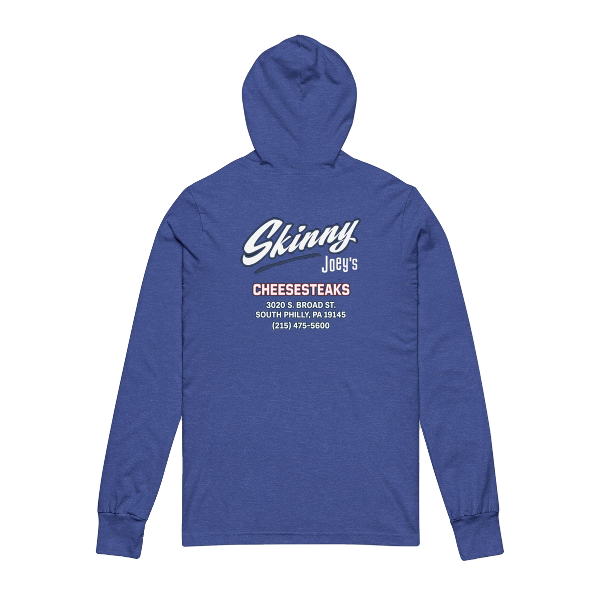 Sixers hooded long sleeve tee, The Skinny with Joey Merlino podcast merch