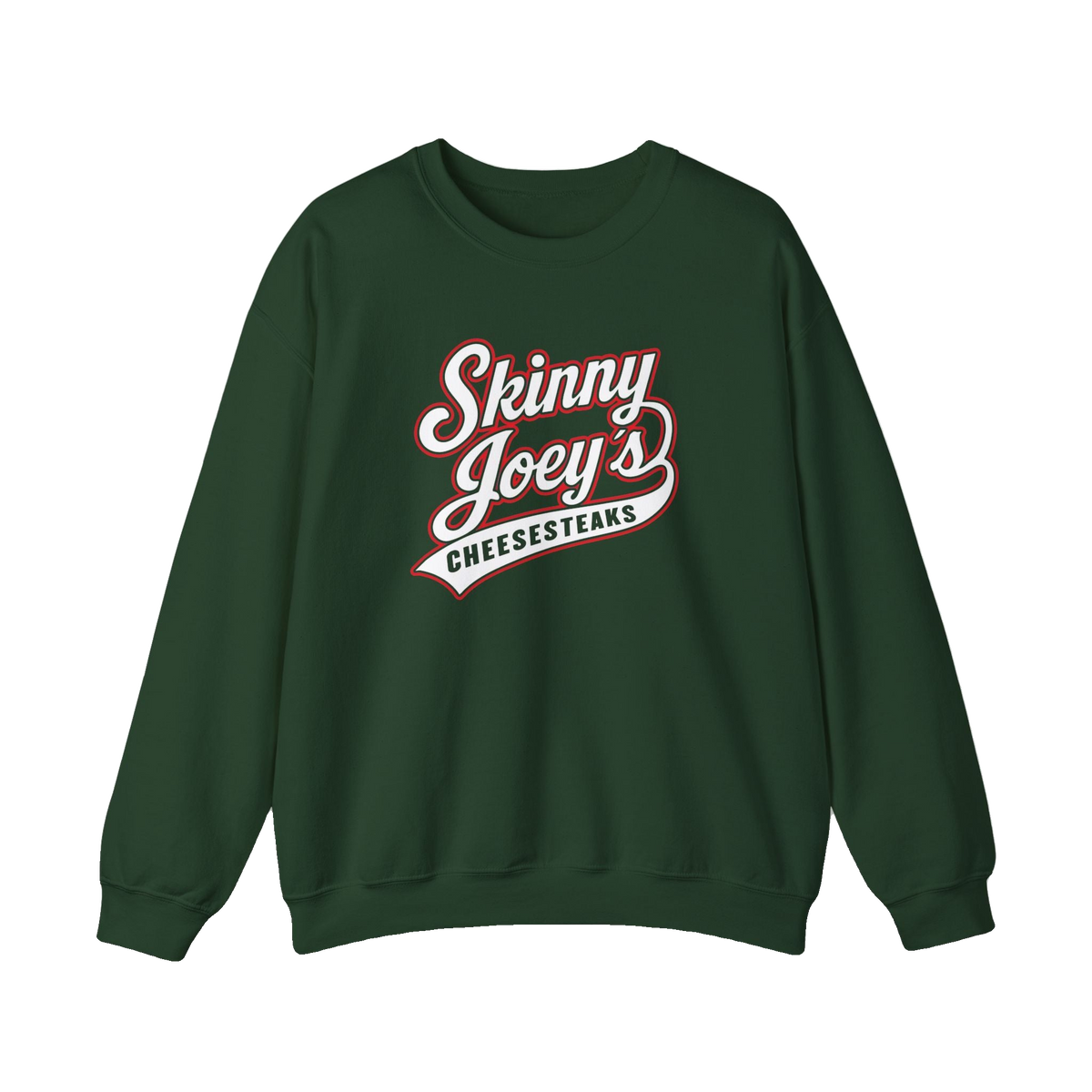 South Philly 3020 S. Broad St. crewneck in forest green, The Skinny with Joey Merlino podcast merch