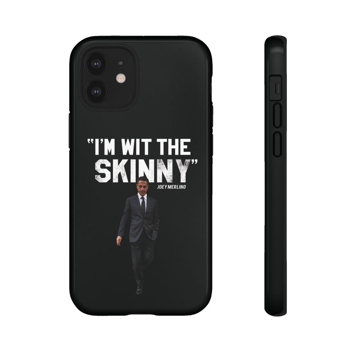 Respect The Call phone case for iPhone 12 Mini, glossy finish, The Skinny with Joey Merlino podcast merch
