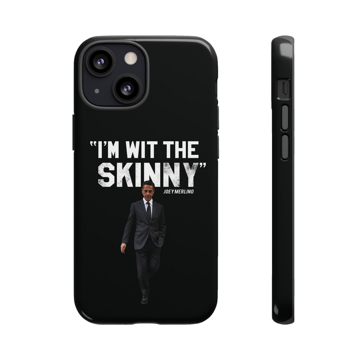 Respect The Call phone case for iPhone 13 Mini, glossy finish, The Skinny with Joey Merlino podcast merch