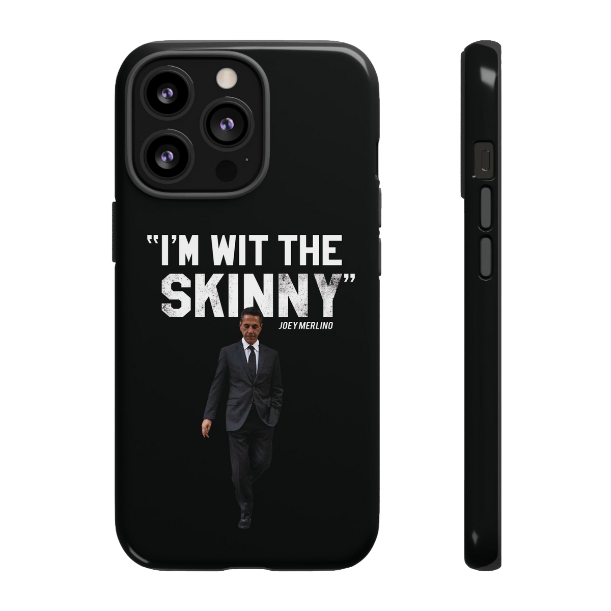 Respect The Call phone case for iPhone 13 Pro, glossy finish, Skinny Joey's Cheesesteaks apparel