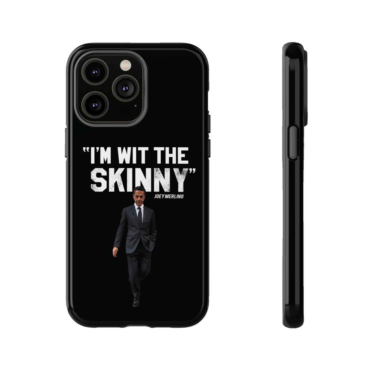 Respect The Call phone case for iPhone 14 Pro Max, glossy finish, Skinny Joey's Cheesesteaks apparel