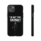 Respect The Call phone case for iPhone 15 Plus, glossy finish, The Skinny Podcast with Joey Merlino & Lil Snuff merch