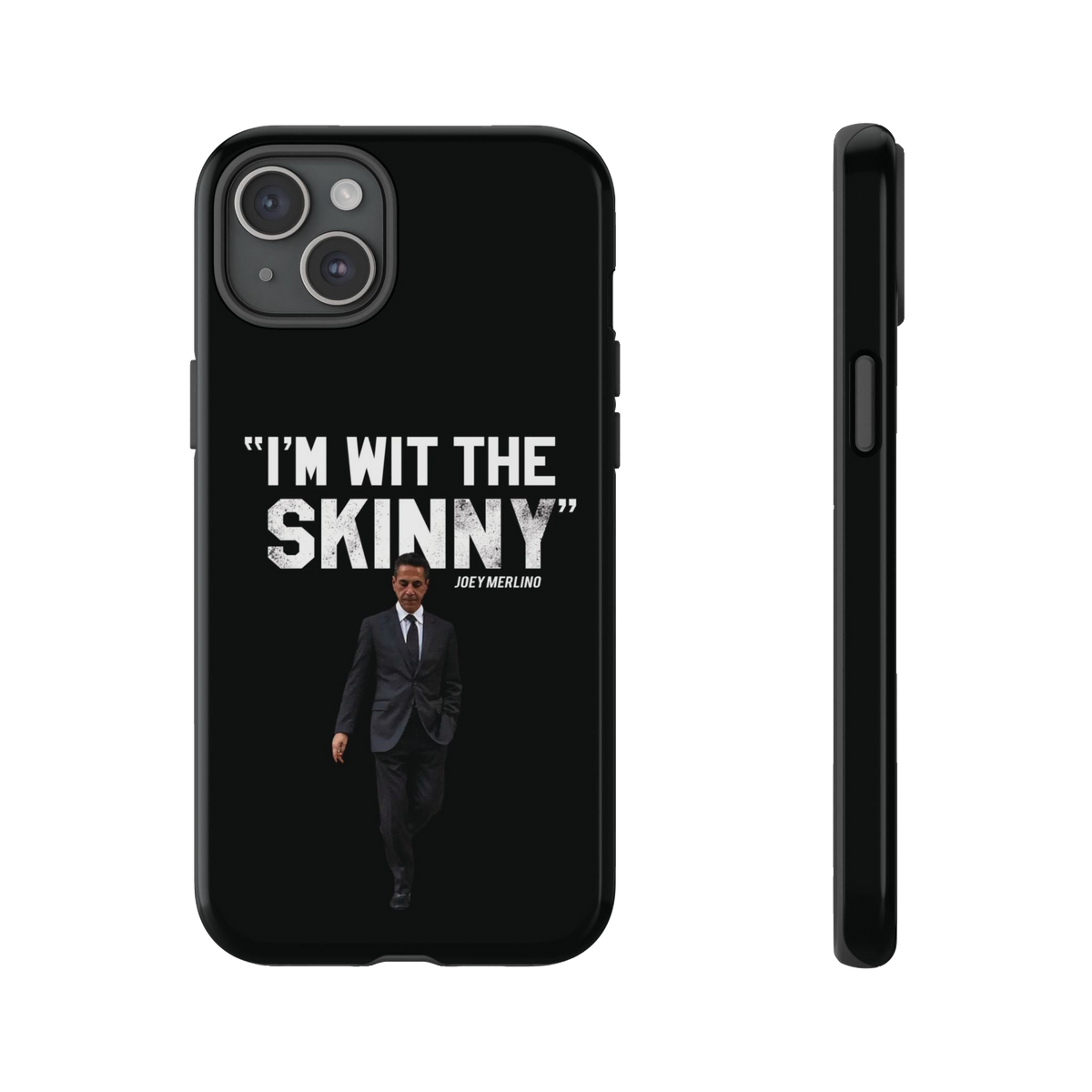 Respect The Call phone case for iPhone 15 Plus, glossy finish, The Skinny Podcast with Joey Merlino & Lil Snuff merch