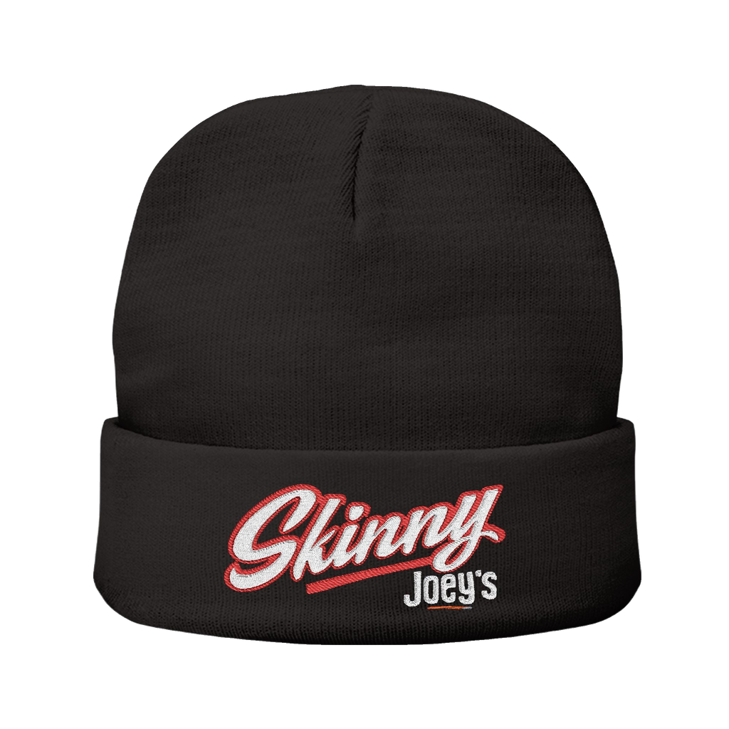 Skinny embroidered knit beanie in black, South Philly streetwear