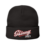 Skinny embroidered knit beanie in black, South Philly streetwear
