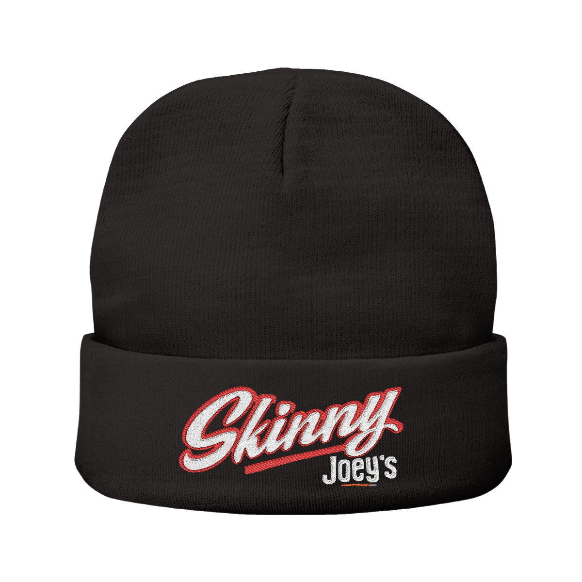 Skinny embroidered knit beanie in black, South Philly streetwear