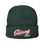 Skinny embroidered knit beanie in dark green, The Skinny with Joey Merlino podcast merch