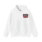 Skinny Joey's Cheesesteaks logo hoodie in white, Philly culture apparel