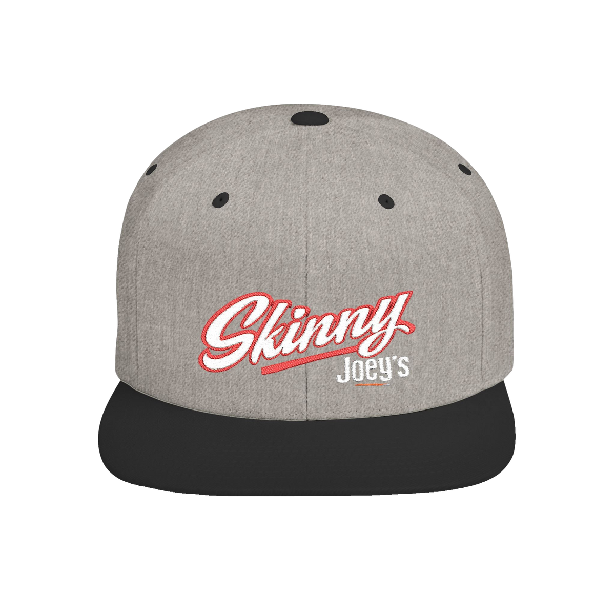 Skinny Joey's flat bill snapback hat in heather grey and black, The Skinny Podcast with Joey Merlino & Lil Snuff merch