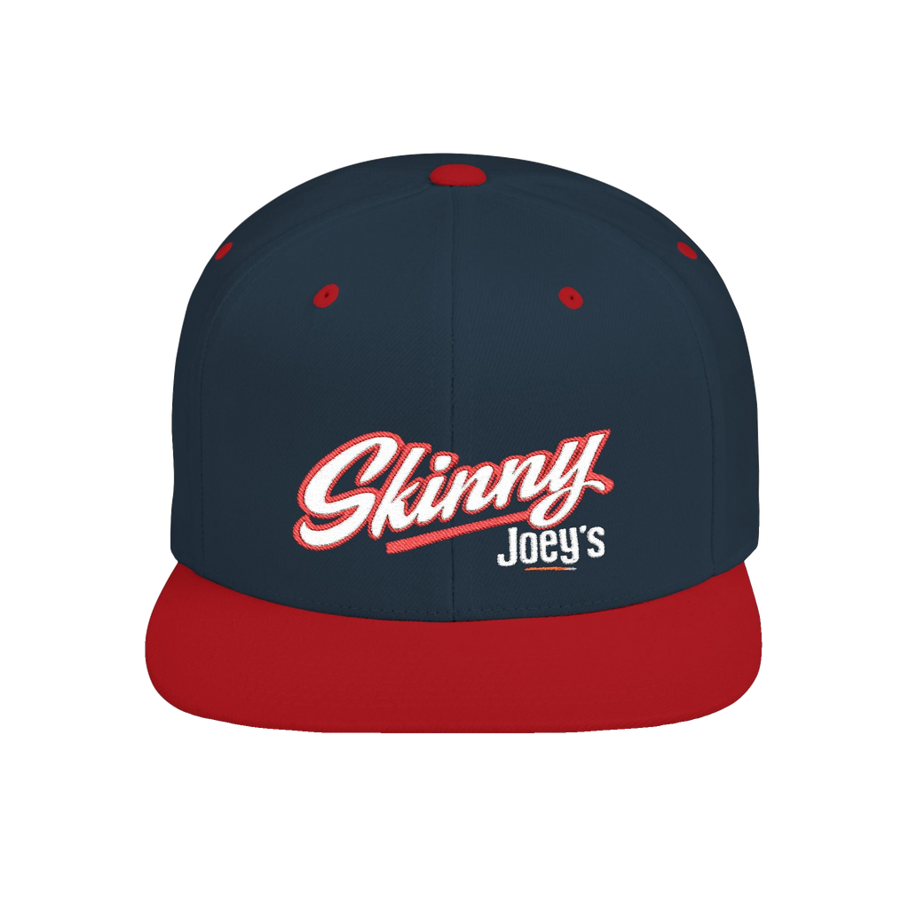 Skinny Joey's flat bill snapback hat in navy and red, Philadelphia streetwear