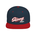 Skinny Joey's flat bill snapback hat in navy and red, Philadelphia streetwear