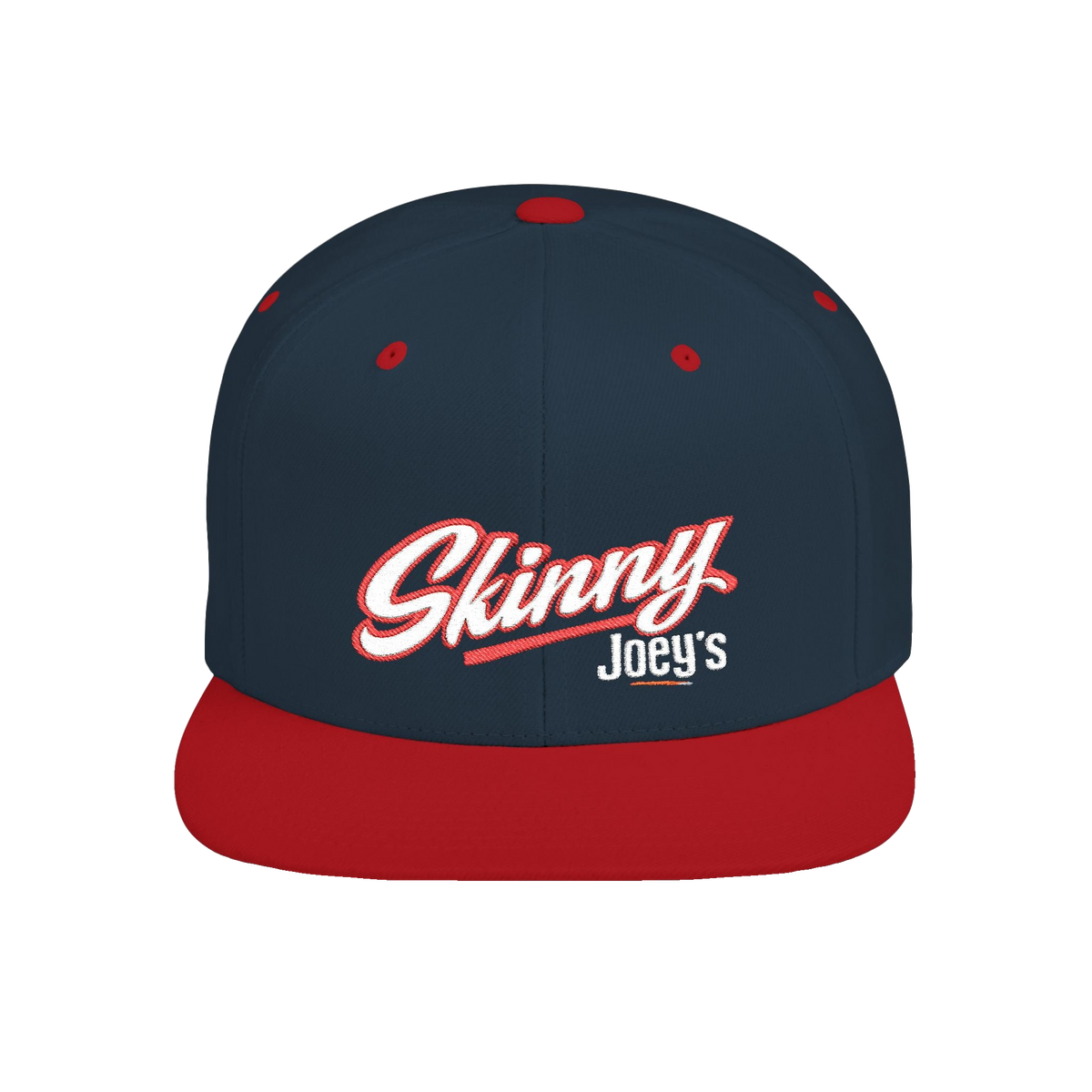 Skinny Joey's flat bill snapback hat in navy and red, Philadelphia streetwear