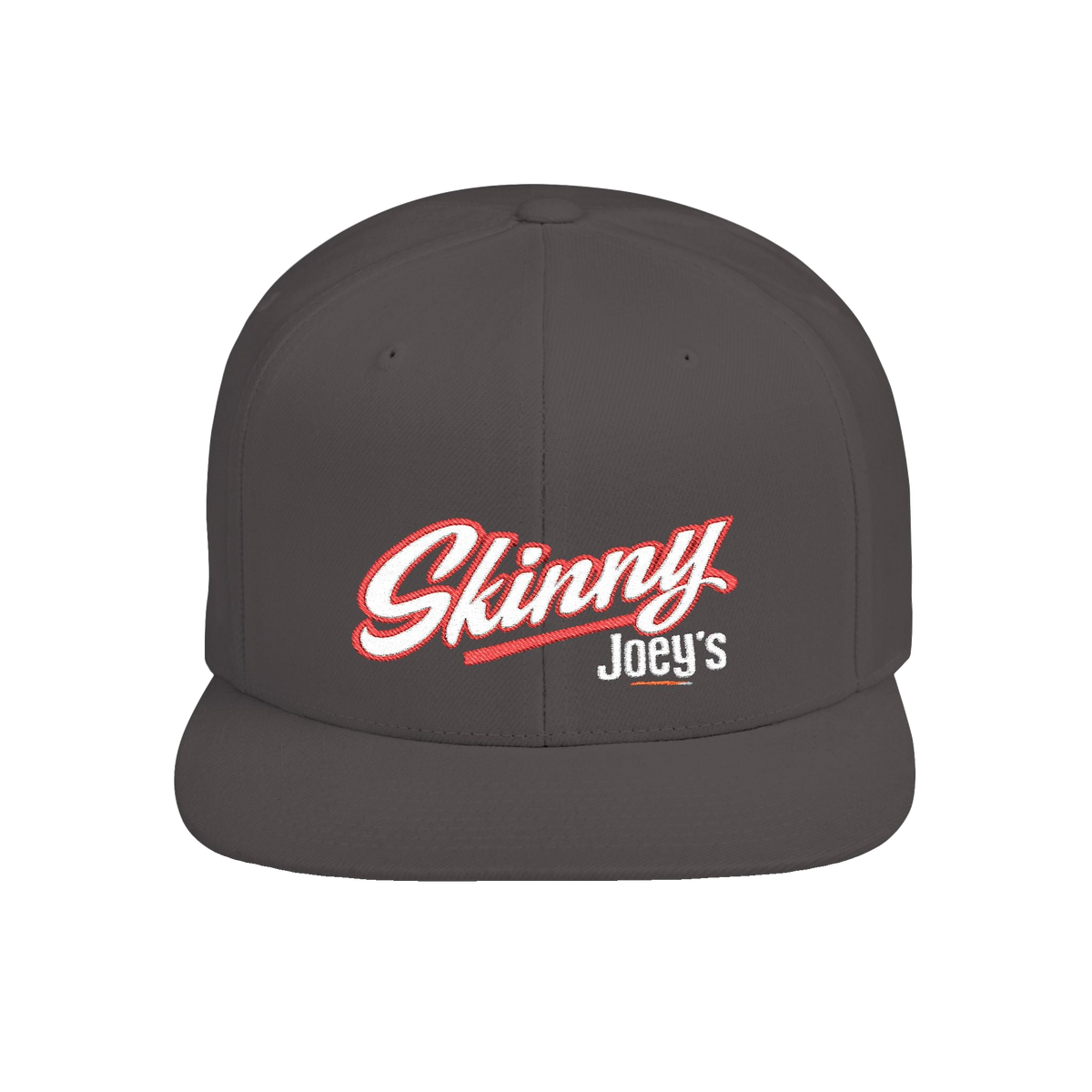 Skinny Joey's flat bill snapback hat in dark grey, Italian American pride apparel