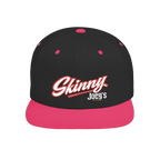Skinny Joey's flat bill snapback hat in black and neon pink, Philly culture apparel