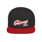 Skinny Joey's flat bill snapback hat in black and red, The Skinny Podcast with Joey Merlino & Lil Snuff merch