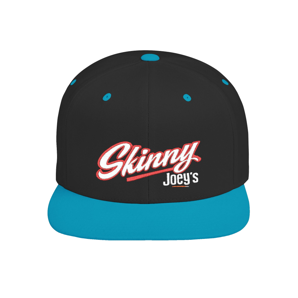 Skinny Joey's flat bill snapback hat in black and teal, Skinny Joey's Cheesesteaks apparel