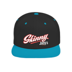 Skinny Joey's flat bill snapback hat in black and teal, Skinny Joey's Cheesesteaks apparel