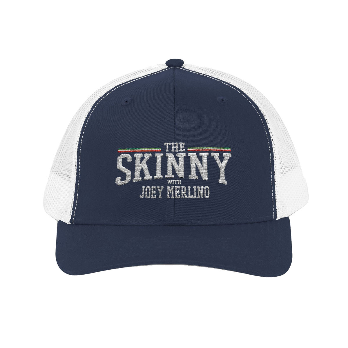 Joey Merlino mesh trucker hat in navy and white, South Philly streetwear