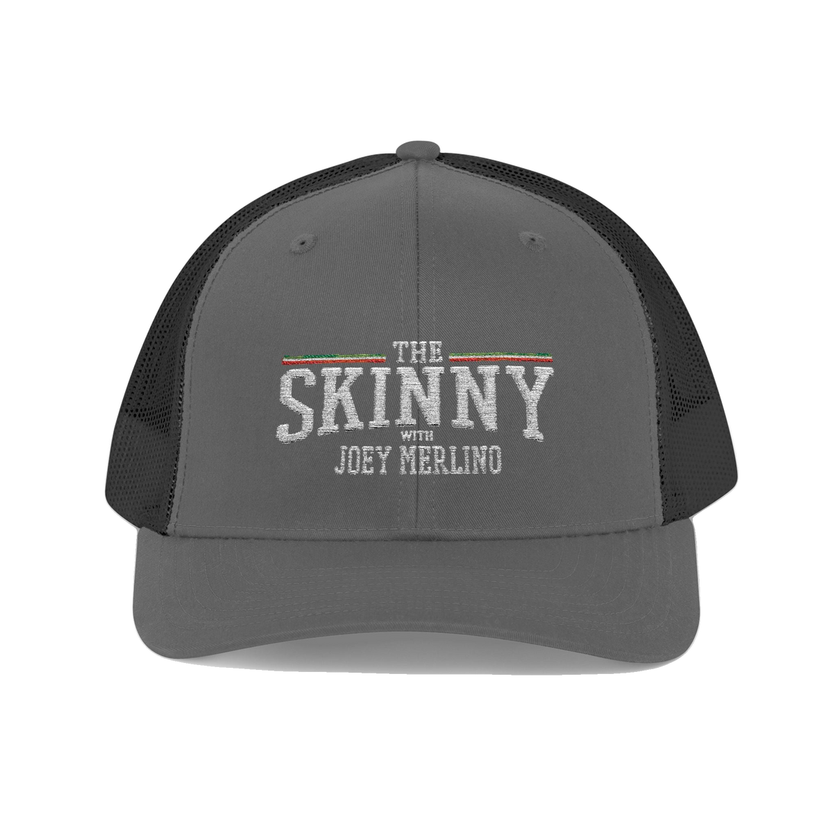 Joey Merlino mesh trucker hat in charcoal and black, Italian American pride apparel