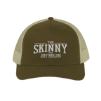 Joey Merlino mesh trucker hat in moss and khaki, The Skinny Podcast with Joey Merlino & Lil Snuff merch
