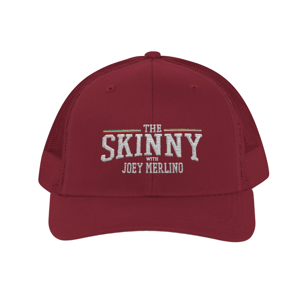 Joey Merlino mesh trucker hat in cranberry, Philadelphia streetwear
