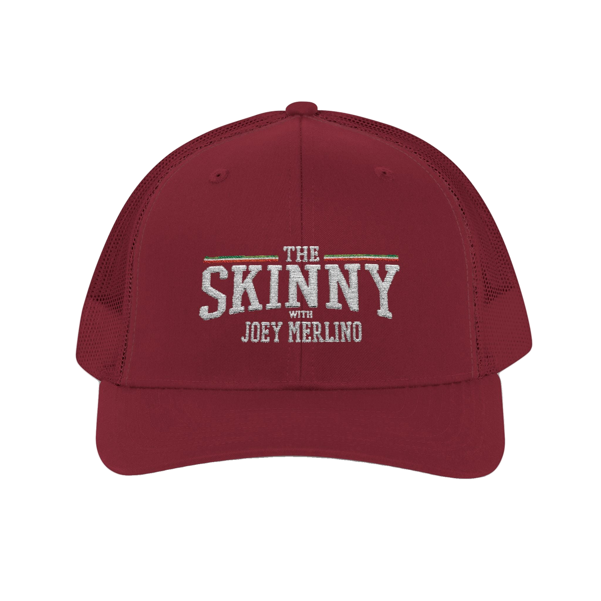 Joey Merlino mesh trucker hat in cranberry, Philadelphia streetwear