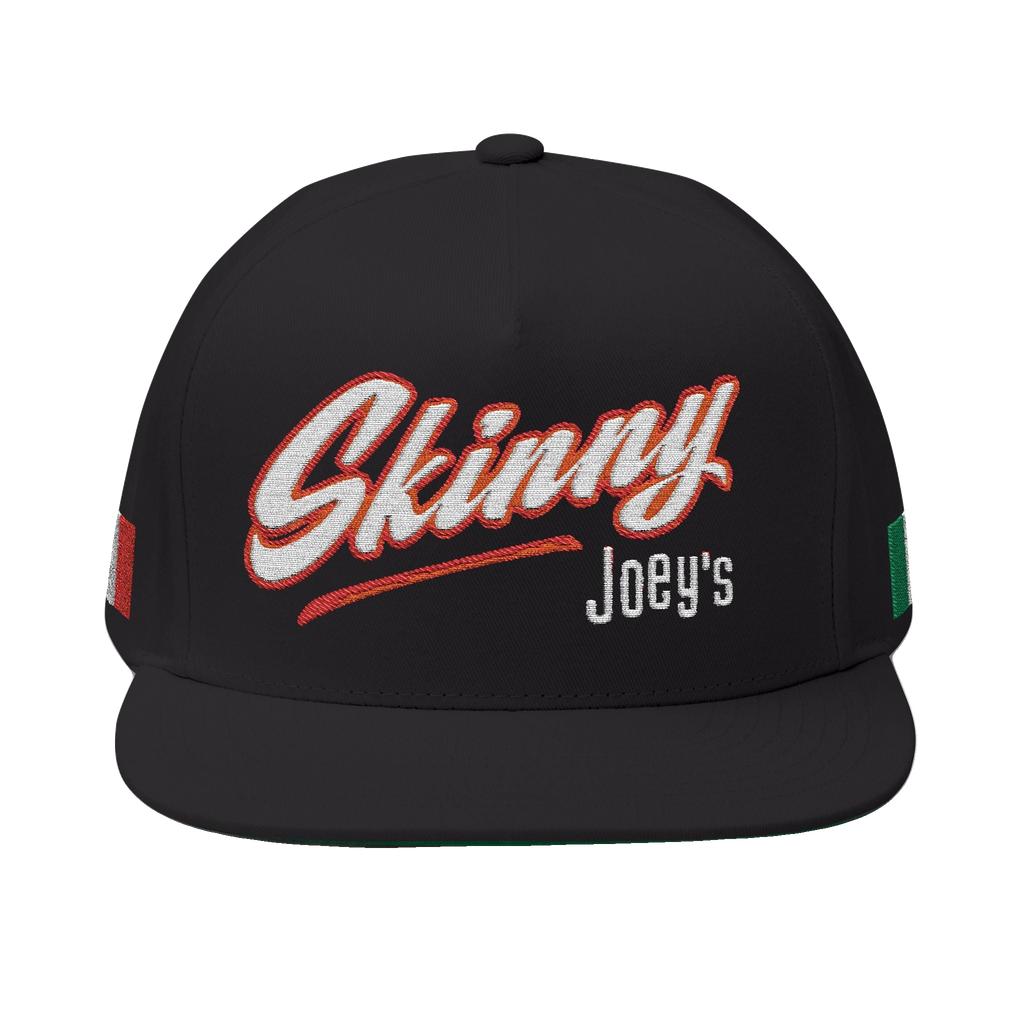 Skinny Joey's Italian edition flat bill cap in black, Skinny Joey's Cheesesteaks apparel