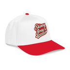 We Can Go Anywhere softball hat in red and white, Philadelphia streetwear