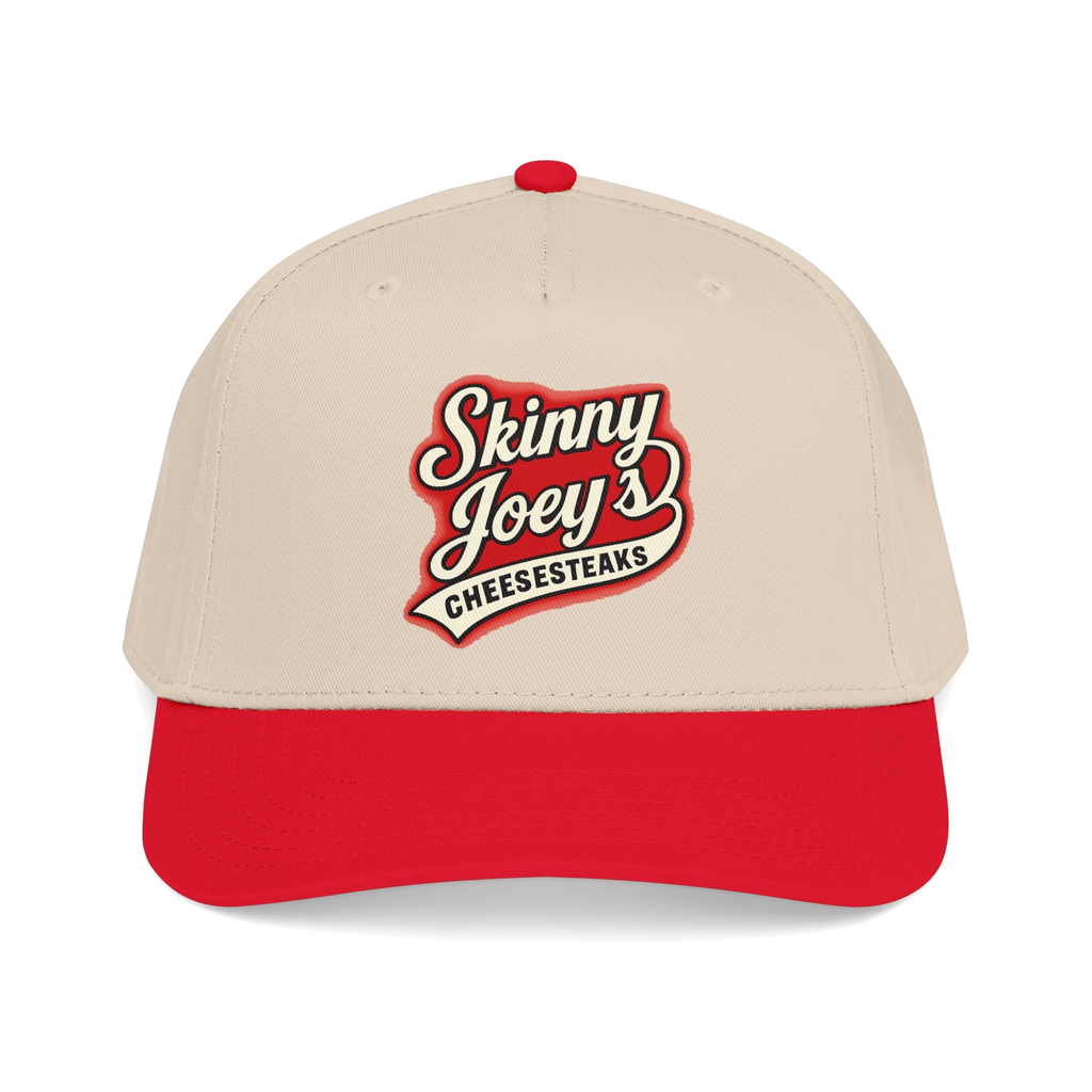 We Can Go Anywhere softball hat in red and natural, Italian American pride apparel