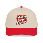 We Can Go Anywhere softball hat in red and natural, Italian American pride apparel