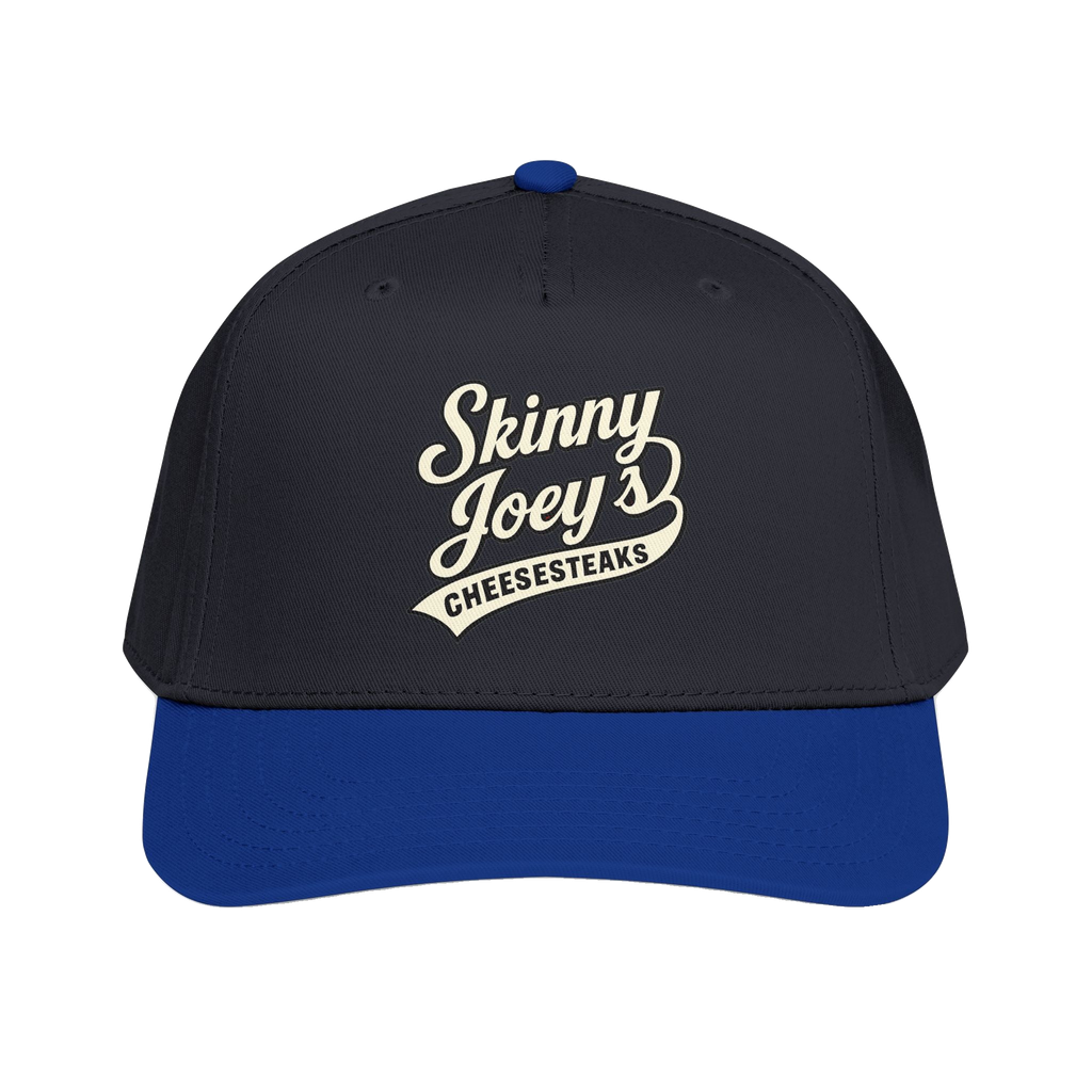 We Can Go Anywhere softball hat in royal and black, The Skinny with Joey Merlino podcast merch