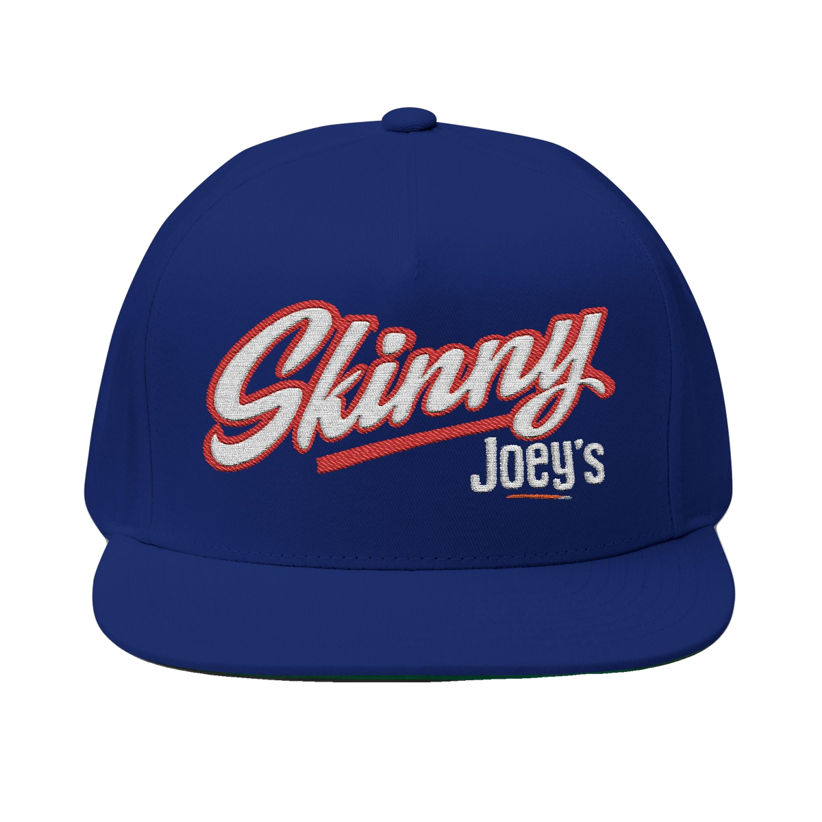 Skinny Joey's classic edition flat bill cap in royal blue, The Skinny Podcast with Joey Merlino & Lil Snuff merch