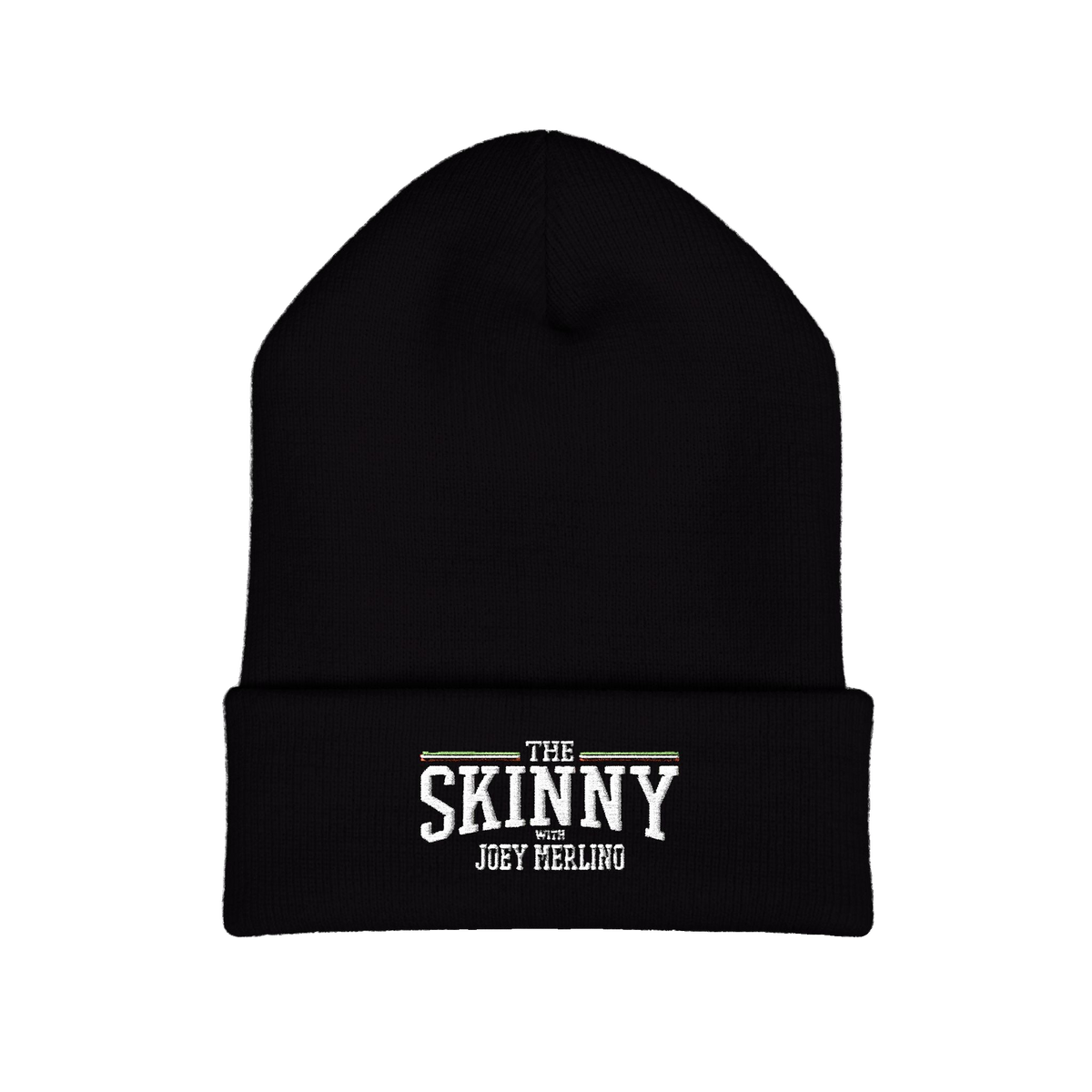 The Skinny embroidered cuffed beanie in black, Skinny Joey's Cheesesteaks apparel