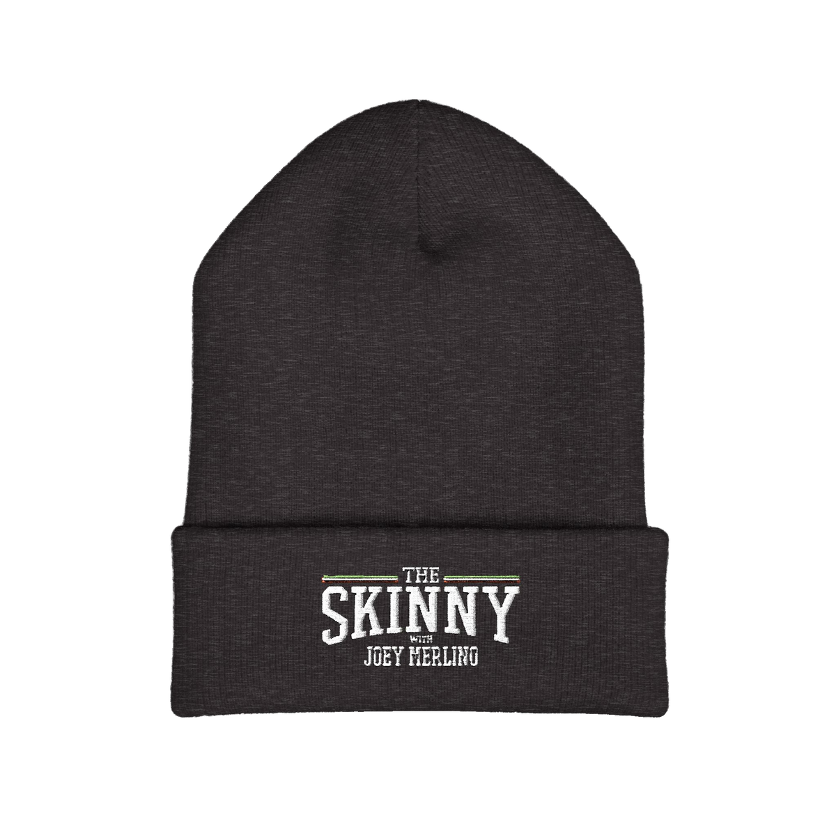 The Skinny embroidered cuffed beanie in dark grey, South Philly streetwear