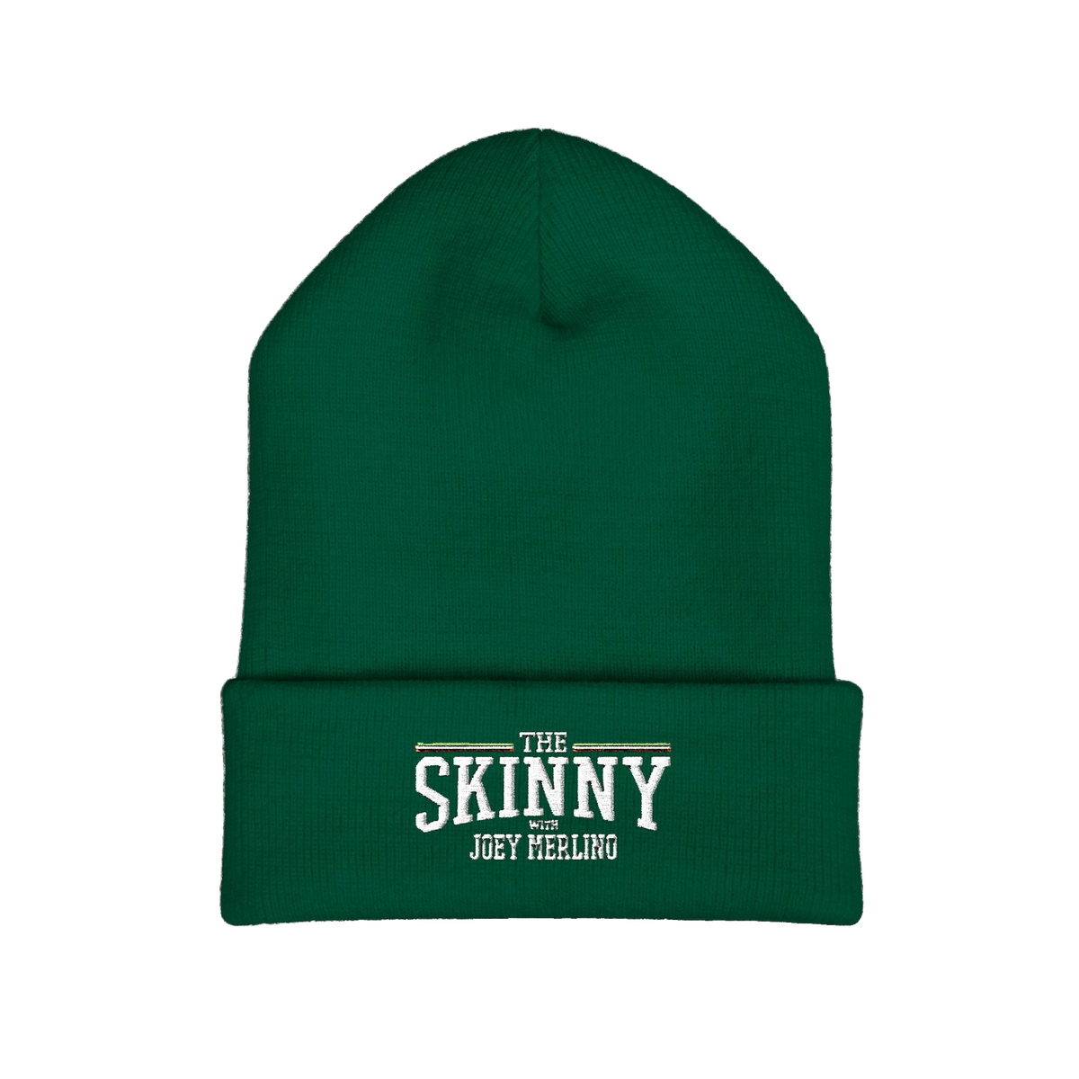 The Skinny embroidered cuffed beanie in spruce green, Philadelphia streetwear