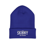 The Skinny embroidered cuffed beanie in royal blue, The Skinny with Joey Merlino podcast merch