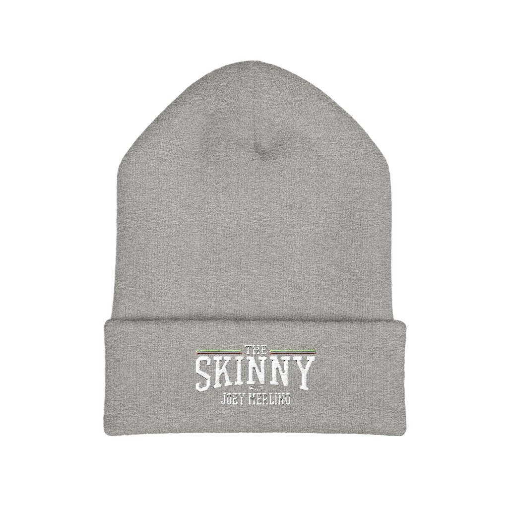 The Skinny embroidered cuffed beanie in heather grey, Italian American pride apparel