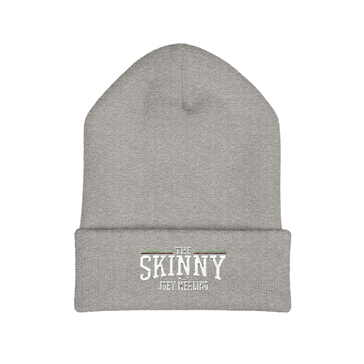 The Skinny embroidered cuffed beanie in heather grey, Italian American pride apparel
