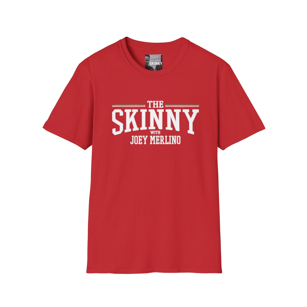 The Skinny with Joey Merlino swag tee in red, South Philly streetwear