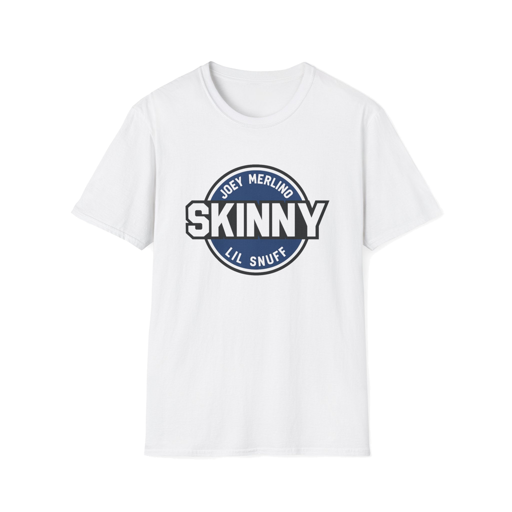 Skinny Podcast logo graphic tee in white, Philly culture apparel