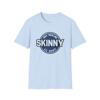 Skinny Podcast logo graphic tee in light blue, The Skinny Podcast with Joey Merlino & Lil Snuff merch