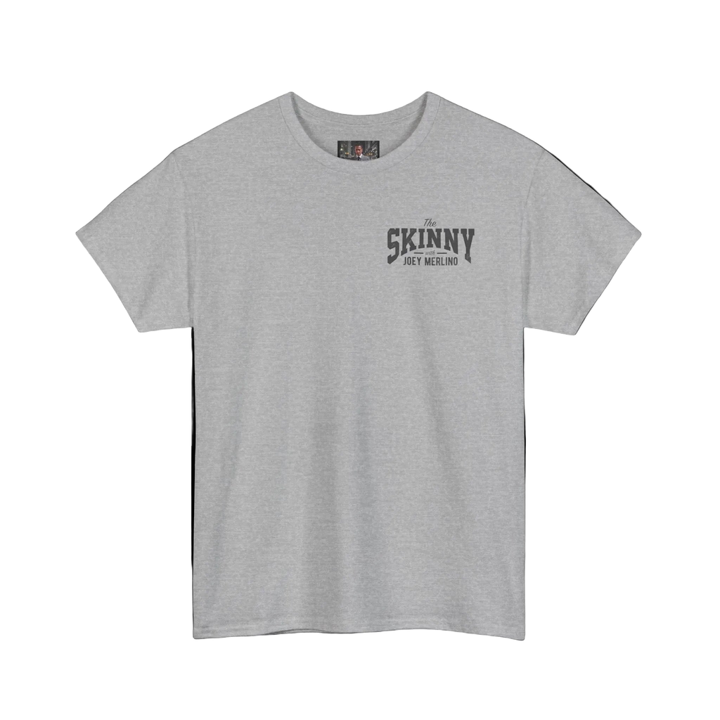 The Skinny with Joey Merlino podcast tee, main product photo, Italian American pride apparel