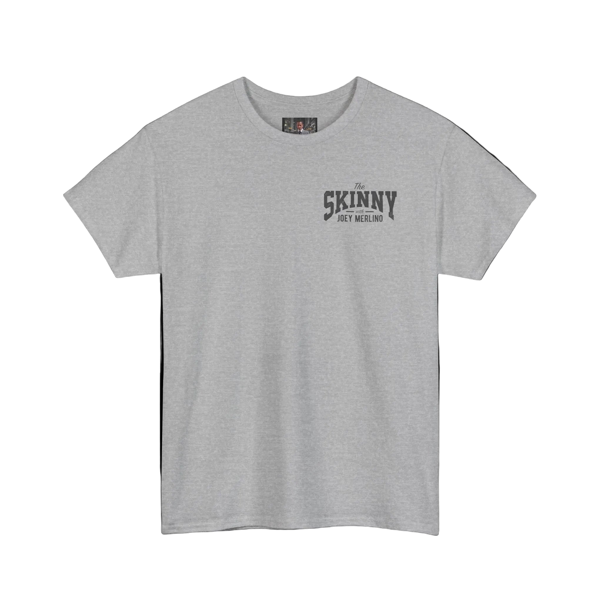 The Skinny with Joey Merlino podcast tee, main product photo, Italian American pride apparel