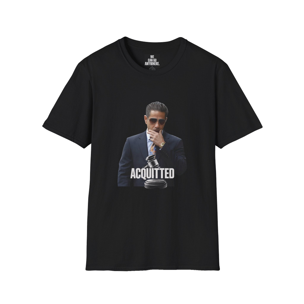 Joey Merlino Acquitted graphic tee, The Skinny with Joey Merlino podcast merch
