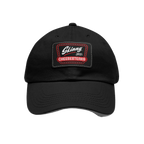 Skinny Joey leather patch dad hat in black and black patch, Skinny Joey's Cheesesteaks apparel