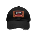 Skinny Joey leather patch dad hat in black and light brown, South Philly streetwear